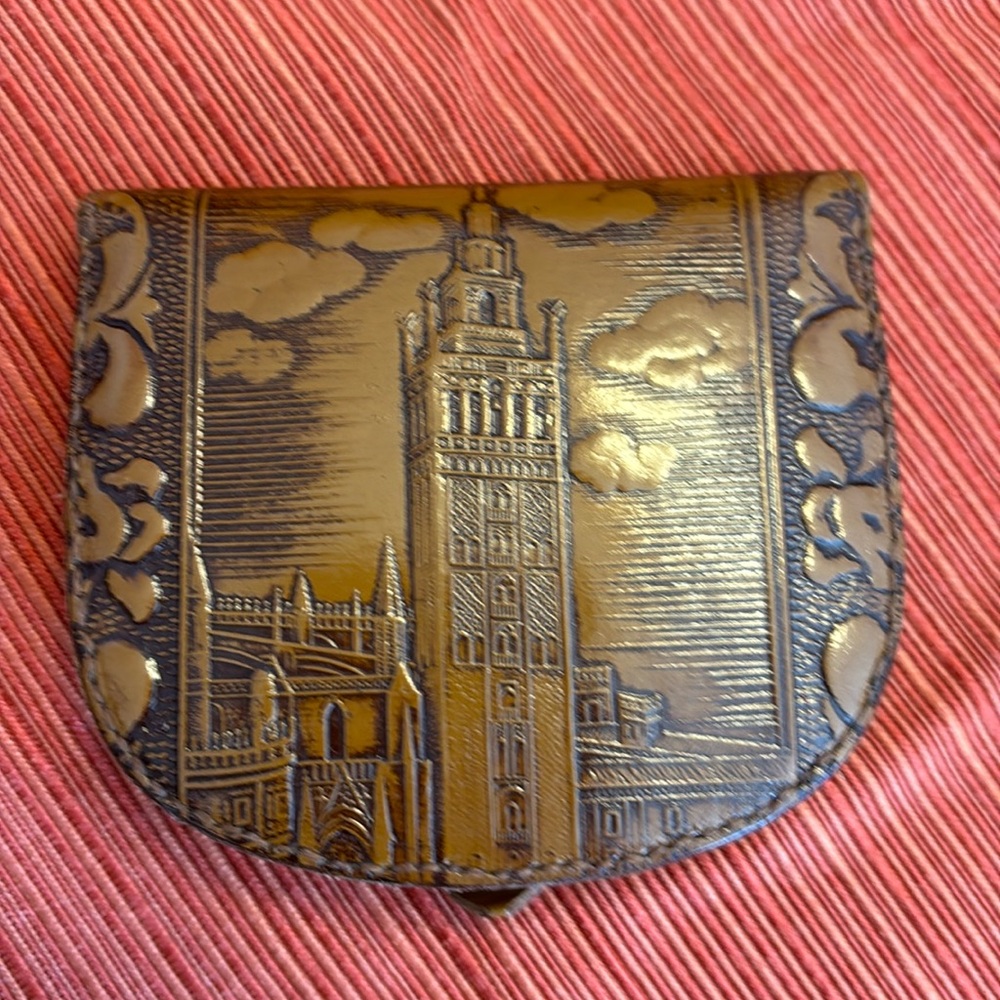 Vintage leather embossed coin purse